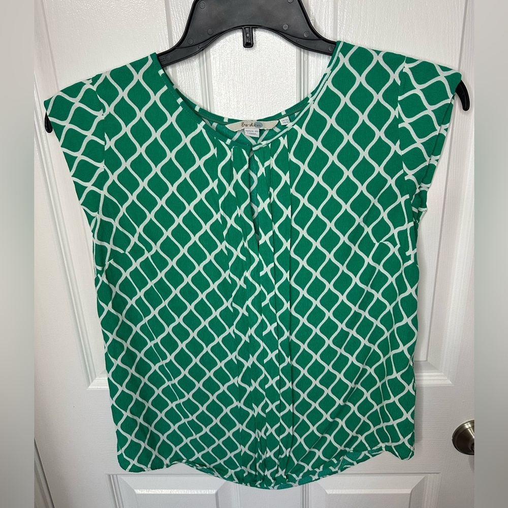 Boden Womens Blouse Sz 6 Sleeveless Green Geometric Old Money Preppy Ivy League